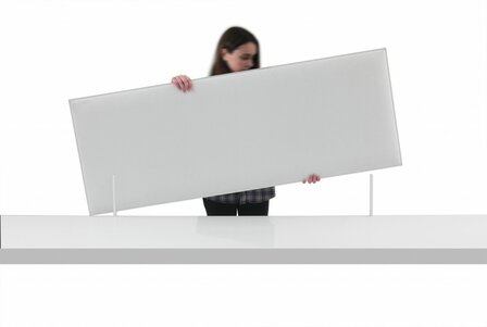 Caimi  - Minimal Akoestisch bureaupaneel 44 cm hoog, inclusief 2 bladklemmen