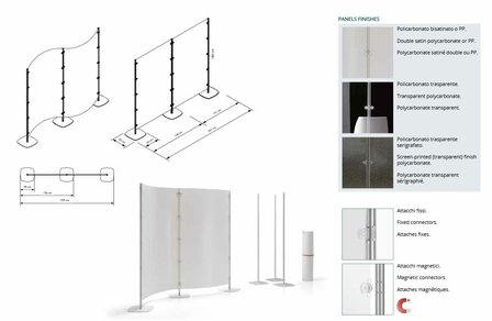 Vloerscherm transparant polycarbonaat Mitesco