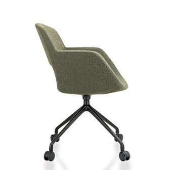 JFK Vergaderstoel op wielen in boucl&eacute; stoffering