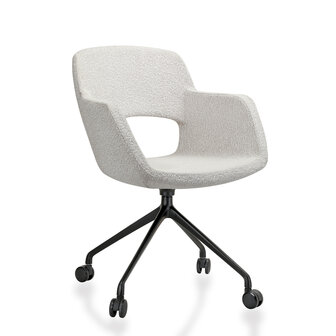 JFK Vergaderstoel op wielen in boucl&eacute; stoffering