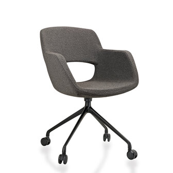 JFK Vergaderstoel op wielen in boucl&eacute; stoffering