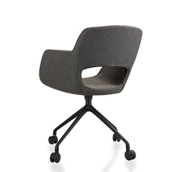 JFK Vergaderstoel op wielen in boucl&eacute; stoffering