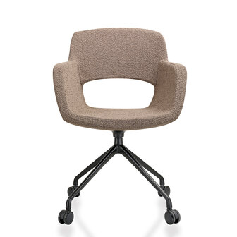 JFK Vergaderstoel op wielen in boucl&eacute; stoffering