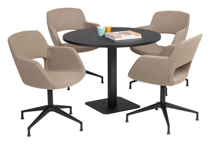 JFK Vergaderstoel op wielen in boucl&eacute; stoffering