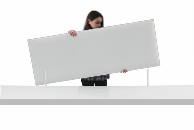 Caimi  - Minimal Akoestisch bureaupaneel 59 cm hoog, inclusief 2 bladklemmen