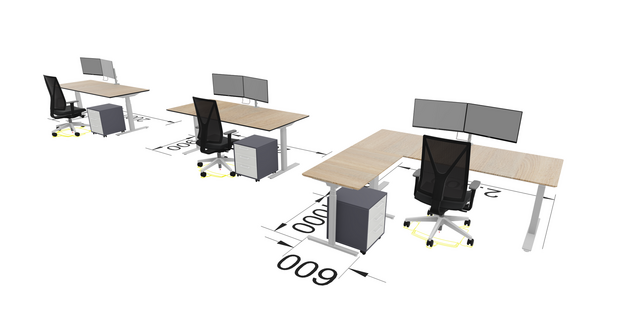 Electrisch zit sta bureau hoekbureau met Linak DL6 IC technologie, wingblad