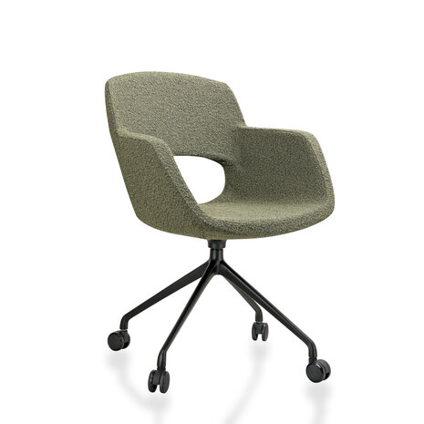 JFK Vergaderstoel op wielen in boucl&eacute; stoffering