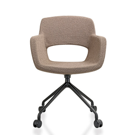 JFK Vergaderstoel op wielen in boucl&eacute; stoffering